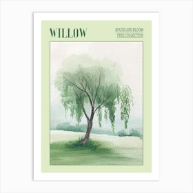 Willow Tree Atmospheric Watercolour Painting 2 Poster Art Print