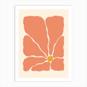 Abstract Flower 02 - Coral Art Print