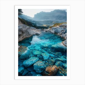 Blue Lake In The Mountains Art Print