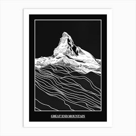 Great End Mountain Line Drawing 4 Poster Art Print