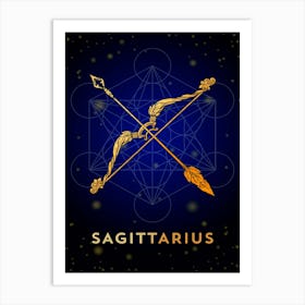 Sagittarius — Zodiac golden sign Art Print