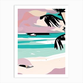 Muri Beach Cook Islands Muted Pastel Tropical Destination Art Print