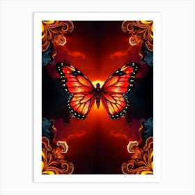 Butterfly On A Red sunset Art Print