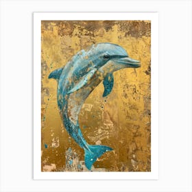 Dolphin Gold Effect Collage 1 Art Print