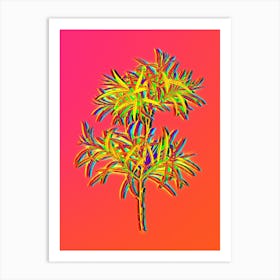 Neon Bitter Willow Botanical in Hot Pink and Electric Blue n.0334 Art Print