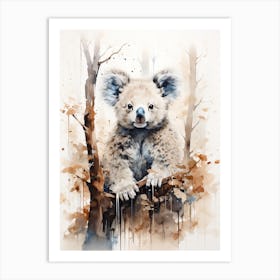Koala, Japanese Brush Painting, Ukiyo E, Minimal 3 Art Print