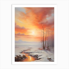 Sunset In The Snow . 2 Art Print