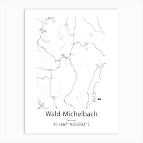 Wald Michelbach,Germany Minimalist Map Art Print