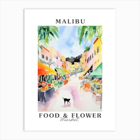 Food Market With Cats In Malibu 3 Poster Art Print