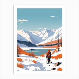 Retro Winter Illustration Snowdonia United Kingdom 4 Art Print