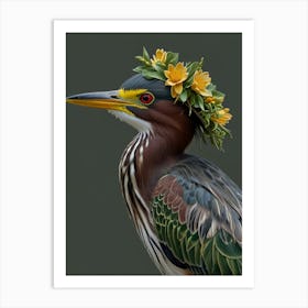 Bird With A Flower Crown European Robin Art Print 6 Art Print