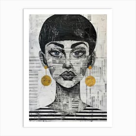 Woman With Gold Earrings 2 Art Print