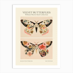 Velvet Butterflies Collection Radiant Butterflies William Morris Style 4 Art Print