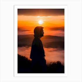 Sunset With Jesus Art Print