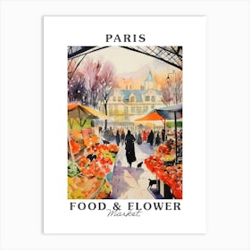 Food Market With Cats In Paris 4 Poster Art Print