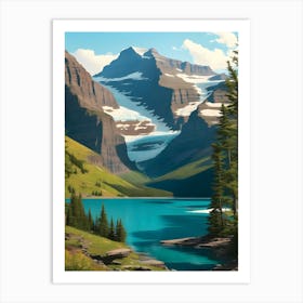 Lake And Mountain Landscape Art Print