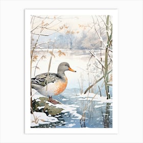 Winter Bird Painting Mallard Duck 1 Art Print