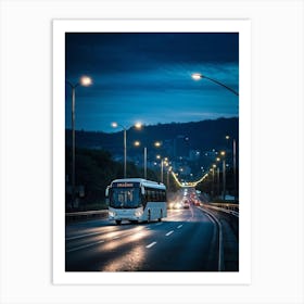 Bus Gasoline Urban Move Background Black Modern Europa Car Twilight Light Lamp Life Obs (10) Art Print