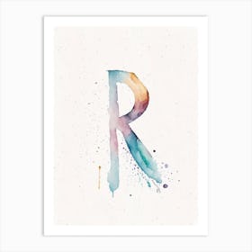 R, Letter, Alphabet Minimalist Watercolour 3 Art Print