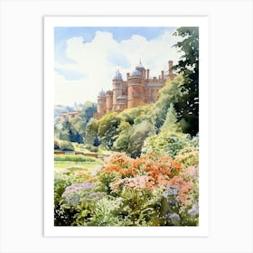 Powis Castle Gardens United Kingdom Watercolour 1   Art Print