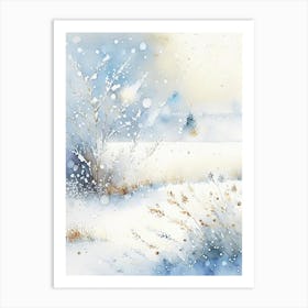 Snowflakes On A Field, Snowflakes, Storybook Watercolours 1 Art Print