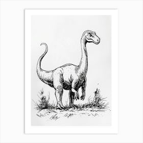 Dinosaur Black & White Illustration Art Print