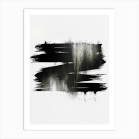 Black And White Brushstrokes 5 Art Print