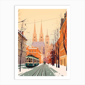 Vintage Winter Travel Illustration Vienna Austria 4 Art Print