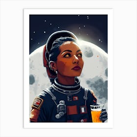 Cosmic Dreamer: Astronaut Portrait with a Drink Art Print