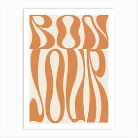 Retro Bonjour - Orange Art Print