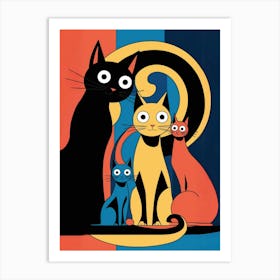 Cats In A Circle Art Print