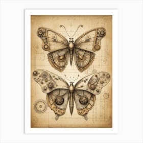 Da Vinci Butterfly Drawing v3 Art Print