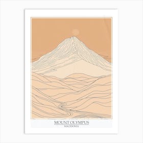 Mount Olympus Macedonia Color Line Drawing 8 Poster Art Print