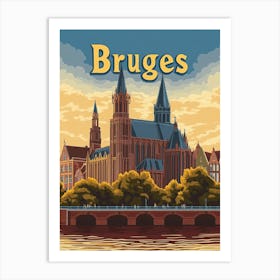 Aihrgdesign A Retro Travel Poster For Bruges Featuring The Ba 46d1750f 77b2 42fd 8c27 Db6b37df1d74 1 Art Print