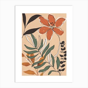 Elegant Botanical Line Art 2 Art Print