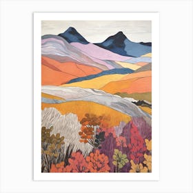 Beinn Ghlas Scotland Colourful Mountain Illustration Art Print