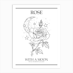 Rose With A Moon Line Drawing 3 Poster Art Print