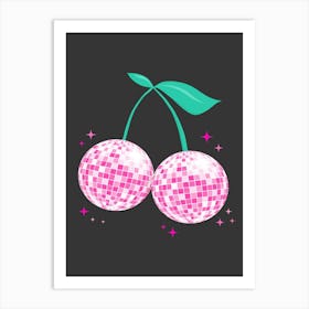 Black Disco Cherry Art Print