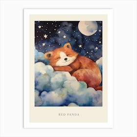 Baby Red Panda 3 Sleeping In The Clouds Nursery Poster Art Print