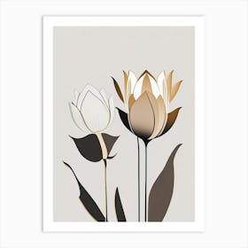 Lotus Flowers In Park Retro Minimal 5 Art Print