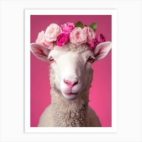 Sheep In A Flower Crown Art Print