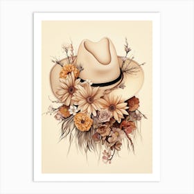 Cowgirl Hat With Flowers 3 Art Print