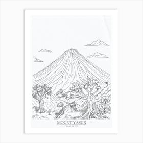 Mount Yasur Vanuatu Color Line Drawing 5 Poster Art Print