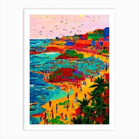 Puri Beach, Odisha, India Hockney Style Art Print