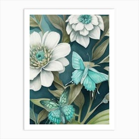 Butterflies And Flowers 2 Art Print