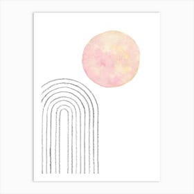 Rainbow Moon, minimalist art Art Print