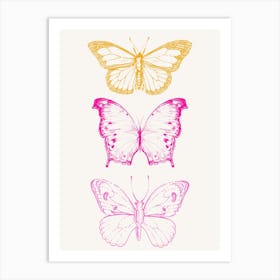 Butterflies In Pink And Yellow Art Print