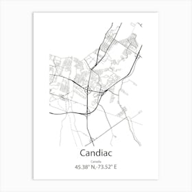 Candiac,Canada Minimalist Map Art Print