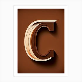 C  Chocolate, Letter, Alphabet Retro Minimal 3 Art Print