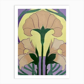 Three Beige flowers Art Print